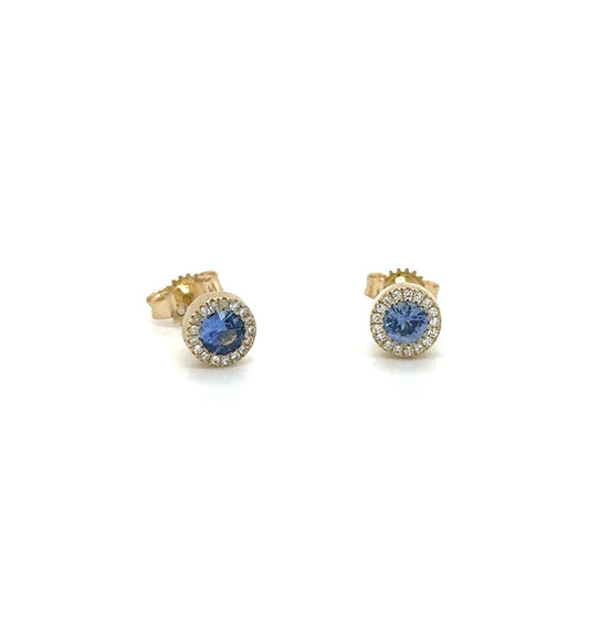 14K YELLOW GOLD SAPPHIRE AND DIAMOND EARRING