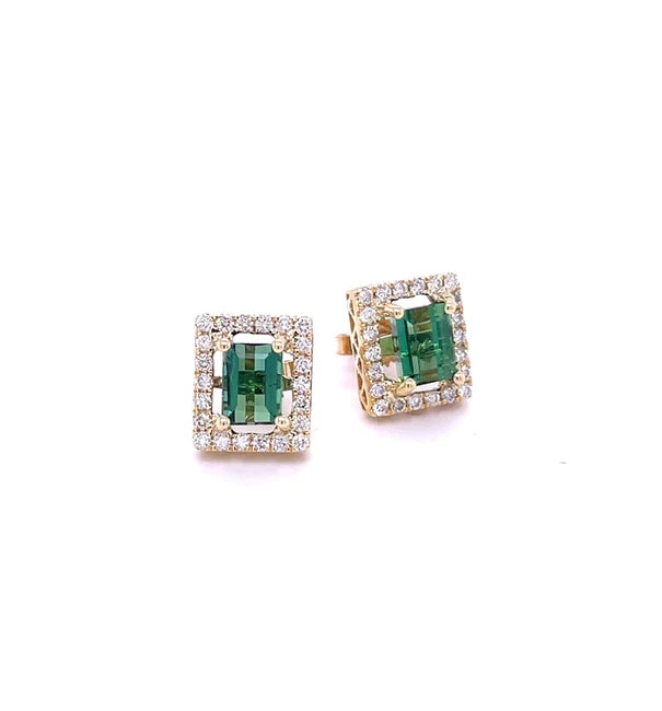 14KT YELLOW GOLD TOURMALINE WITH DIAMOND EARRING