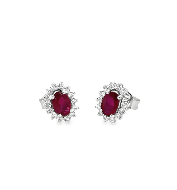 18KT WHITE GOLD RUBY AND DIAMONDS EARRING