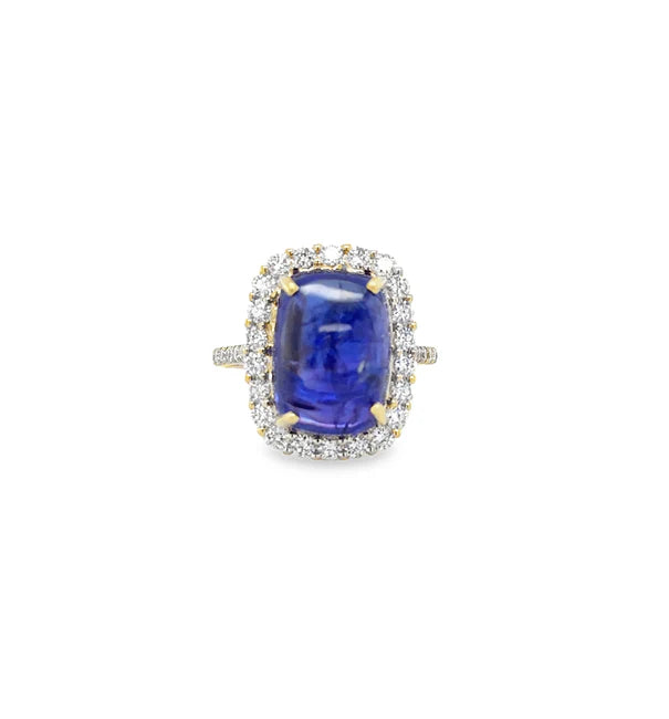 14KT YELLOW GOLD TANZANITE AND DIAMOND RING
