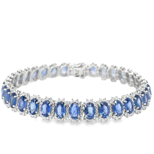 18KT WHITE GOLD SAPPHIRE AND DIAMONDS BRACELET