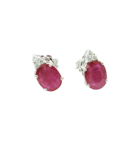18KT WHITE GOLD RUBY AND DIAMONDS EARRING