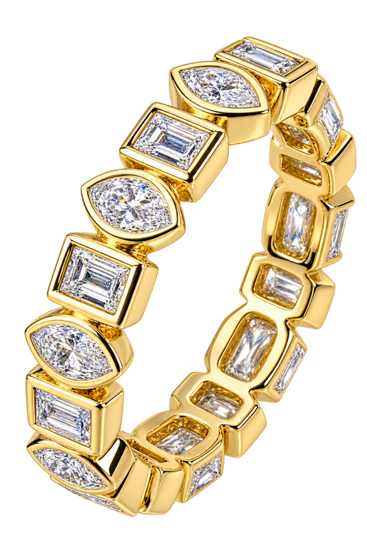 14K Yellow Gold Multi-Shape Bezel Full Eternity Ring