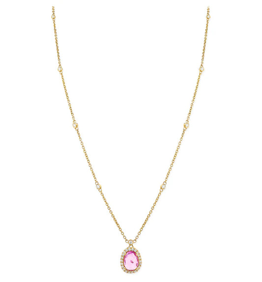 DIAMOND/PINK SAPPHIRE ROSE CUT NECKLACE