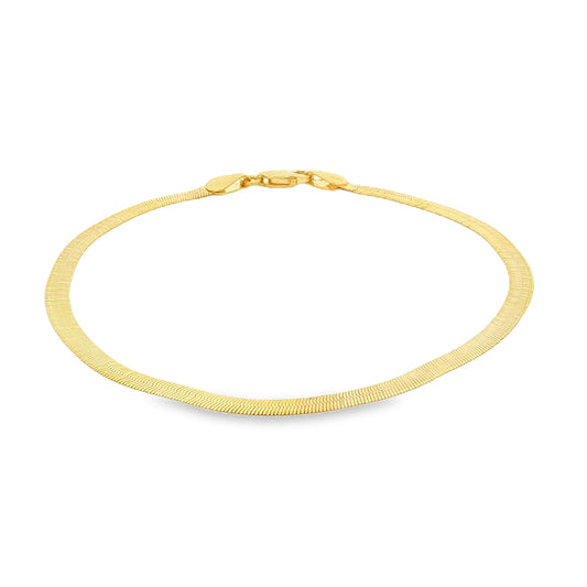 14KT GOLD HERRINGBONE SLIM CHAIN BRACELET