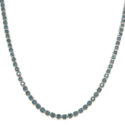 14KT GOLD BLUE DIAMOND TENNIS NECKLACE (7.00 CTS)