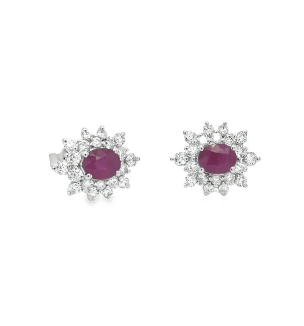 18KT WHITE GOLD RUBY AND DIAMONDS EARRING
