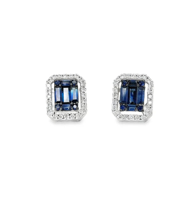 18KT WHITE GOLD SAPPHIRE AND DIAMONDS EARRING