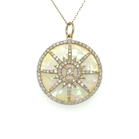 14KT YELLOW GOLD OPAL PENDANT WITH DIAMONDS