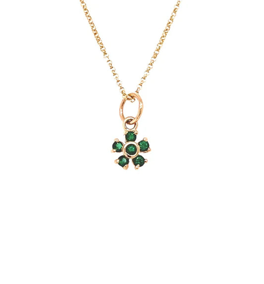 14KT GOLD EMERALD FLOWER PENDANT