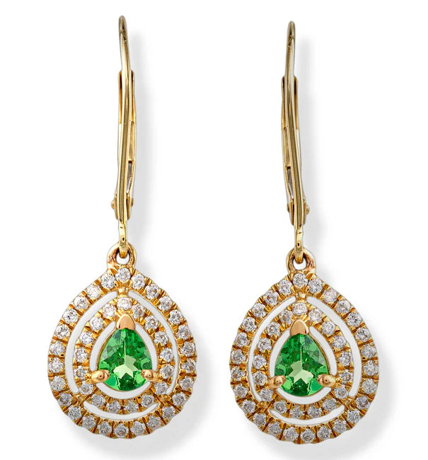 14KT. DIAMOND/TAAVORITE EARRINGS