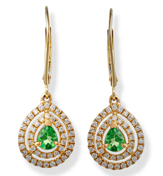 14KT. DIAMOND/TAAVORITE EARRINGS