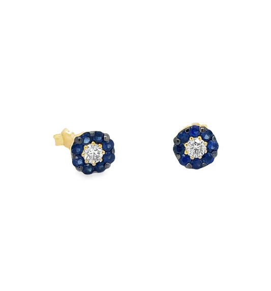 14KT YELLOW GOLD SAPPHIRE AND DIAMOND EARRING
