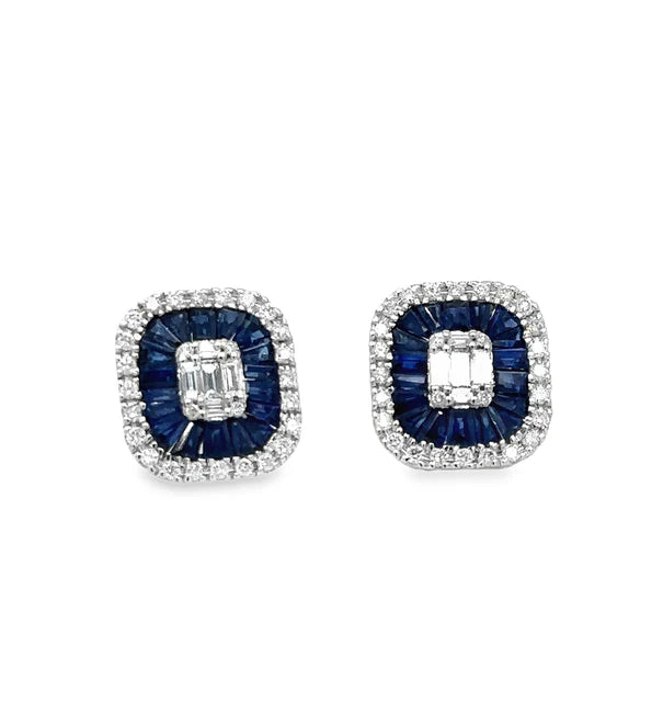 14KT WHITE GOLD SAPPHIRE AND DIAMONDS EARRING