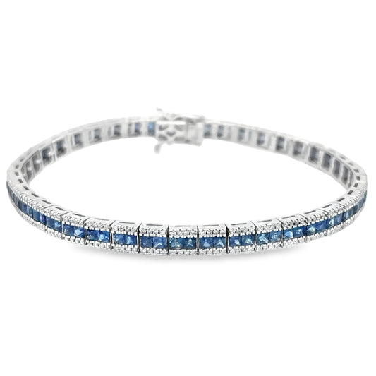 18KT WHITE GOLD SAPPHIRE AND DIAMONDS BRACELET