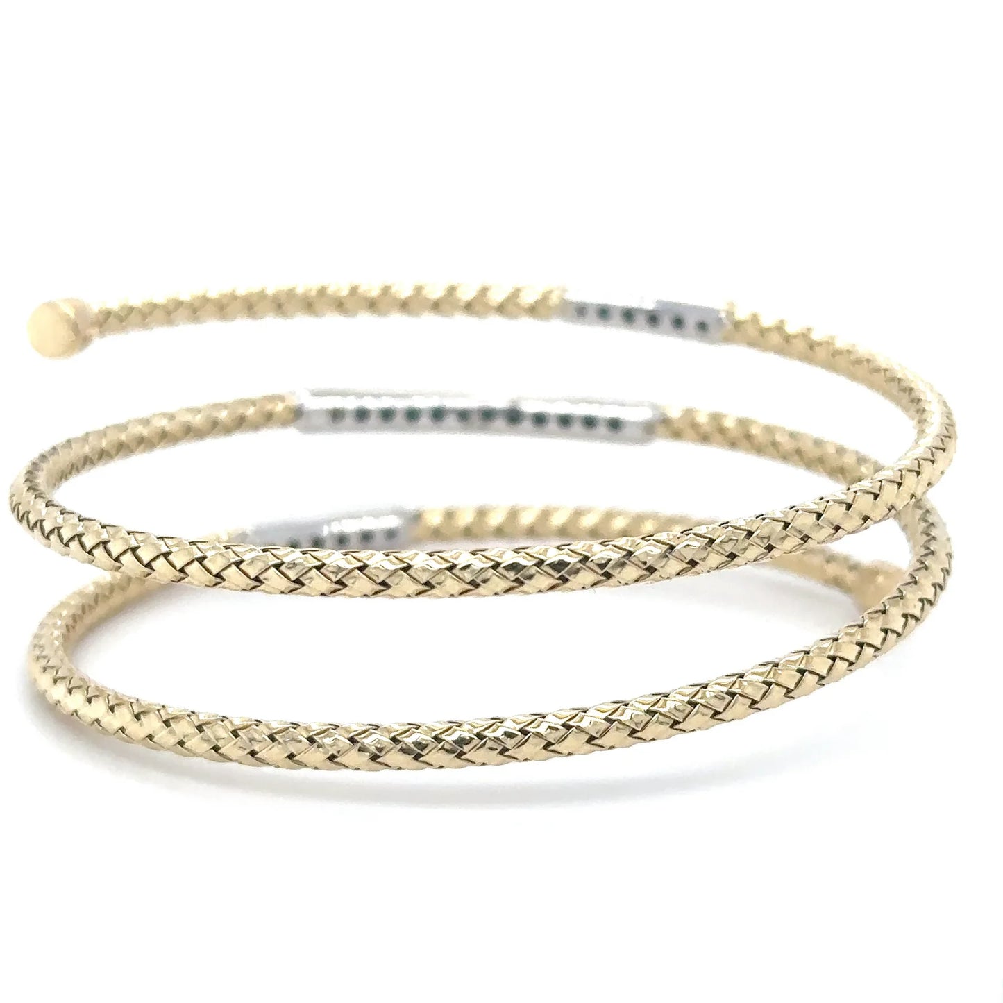 14KT ITALIAN YELLOW GOLD DIAMOND FLEXIBLE BANGLE