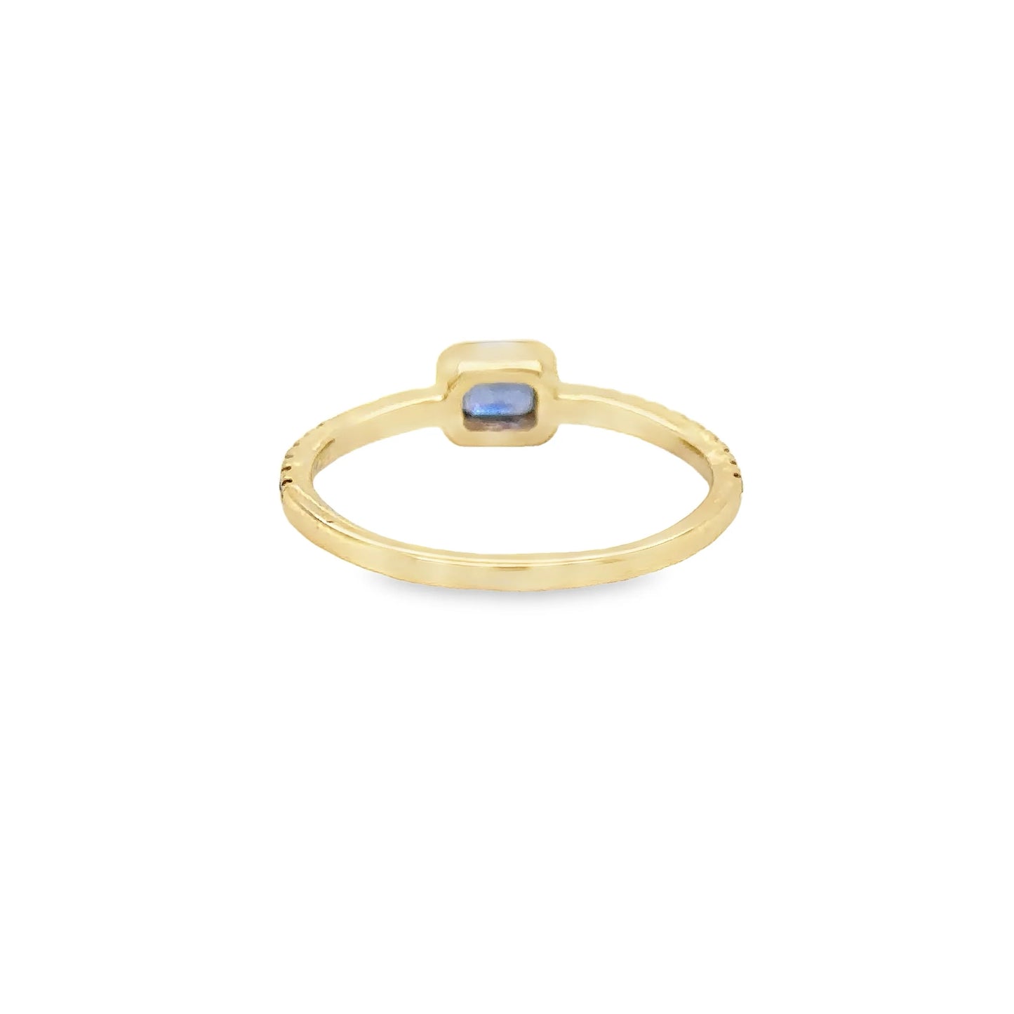 14KT YELLOW GOLD SAPPHIRE AND DIAMONDS RING