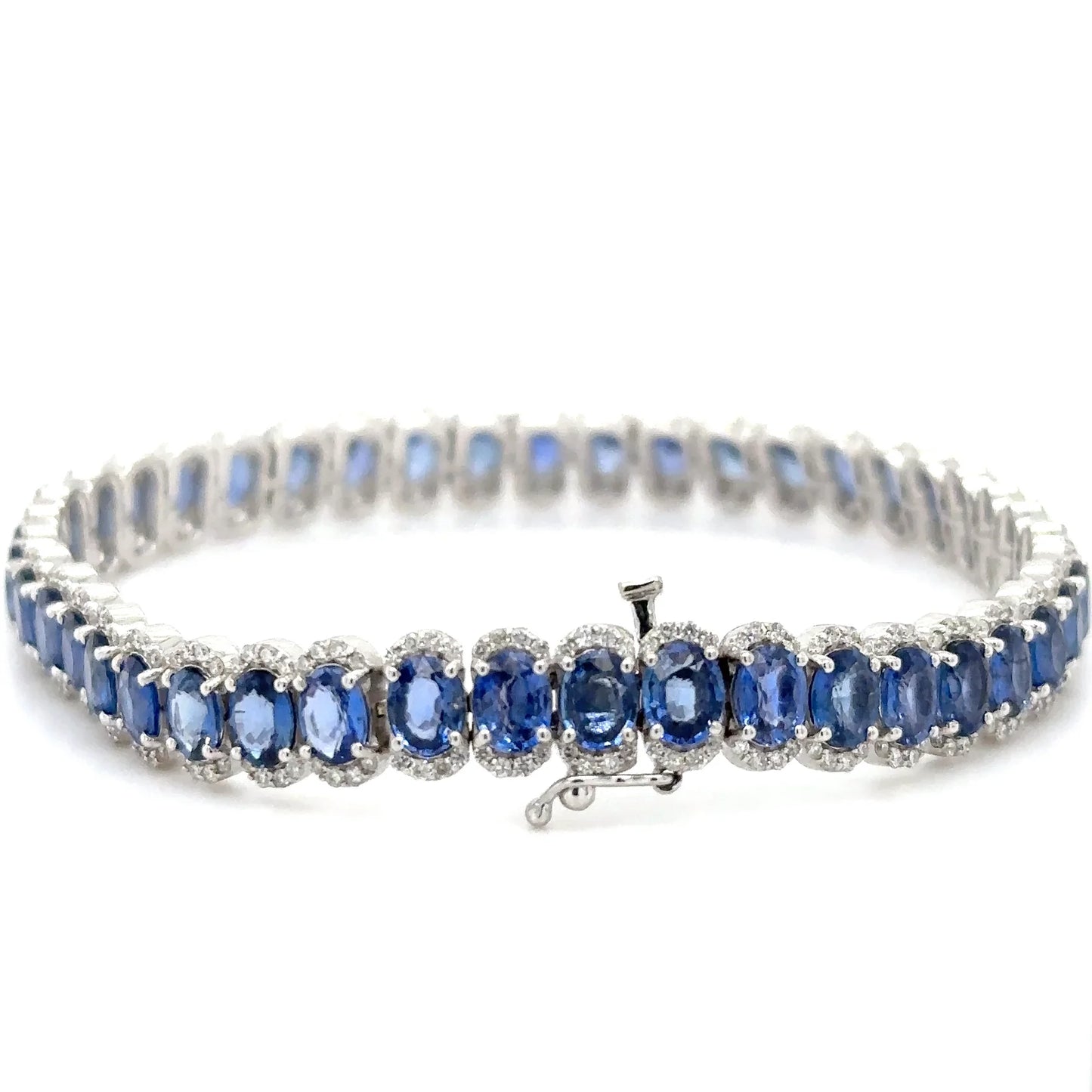 18KT WHITE GOLD SAPPHIRE AND DIAMOND BRACELET