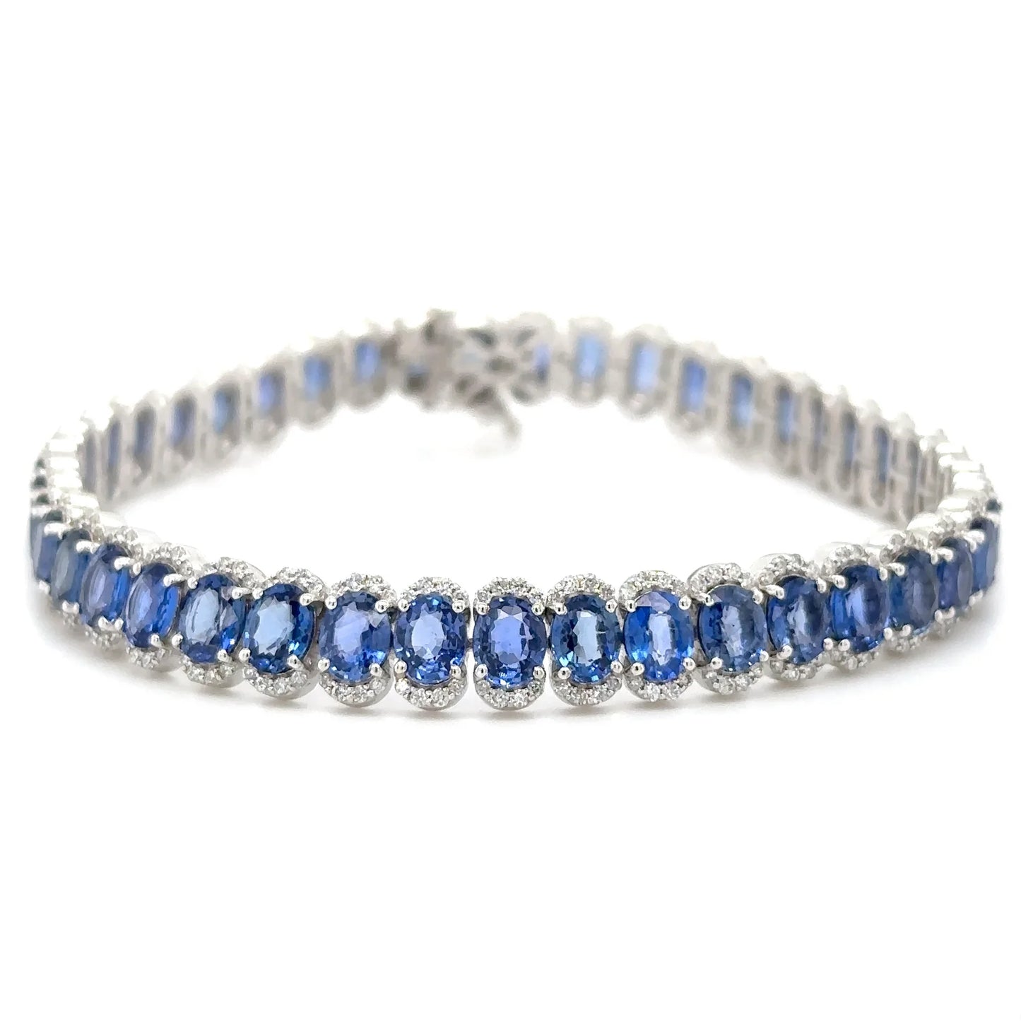 18KT WHITE GOLD SAPPHIRE AND DIAMOND BRACELET