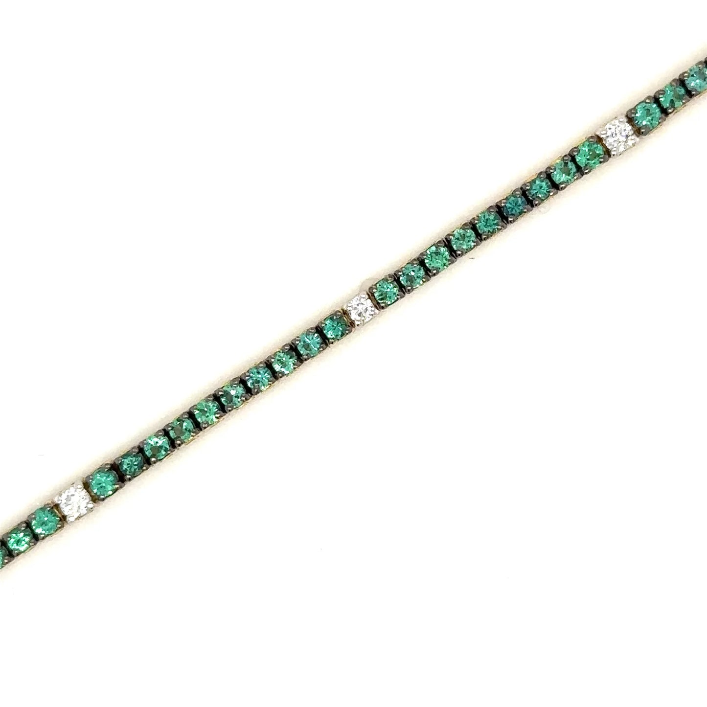 18K YELLOW GOLD EMERALD AND DIAMOND TENNIS BRACELET