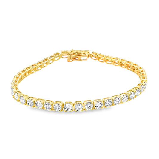 14KT YELLOW GOLD NATURAL DIAMONDS TENNIS BRACELET (7.00 CTS)