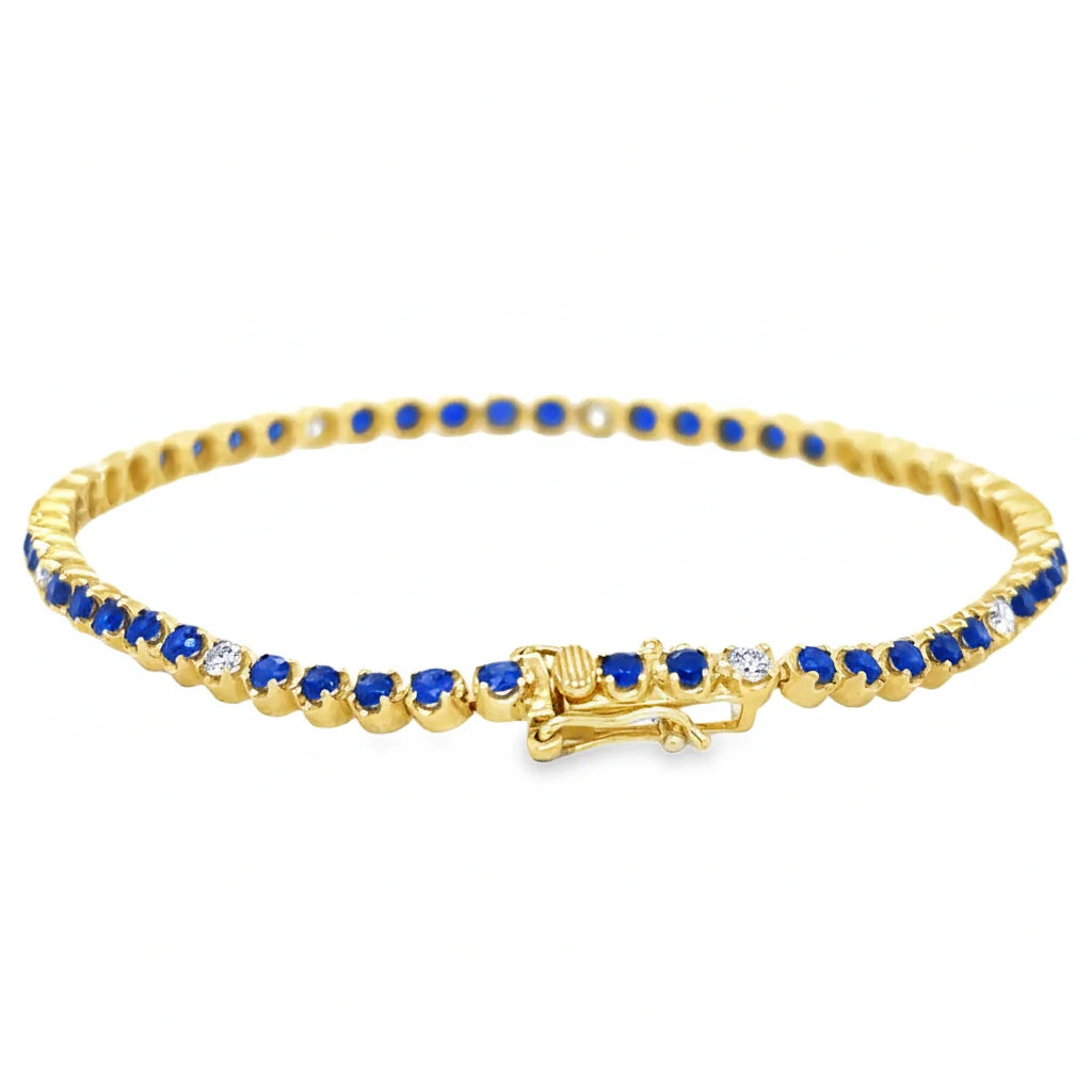 GOLD DIAMOND AND BLUE SAPPHIRE BRACELET