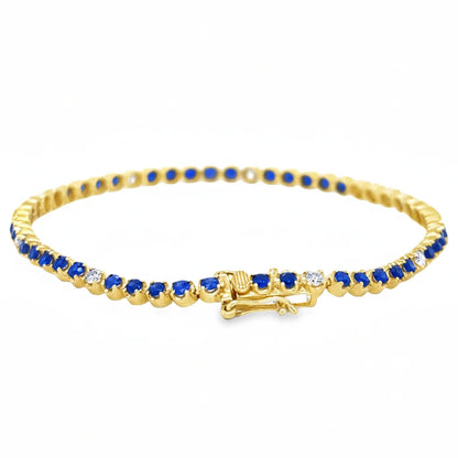 GOLD DIAMOND AND BLUE SAPPHIRE BRACELET