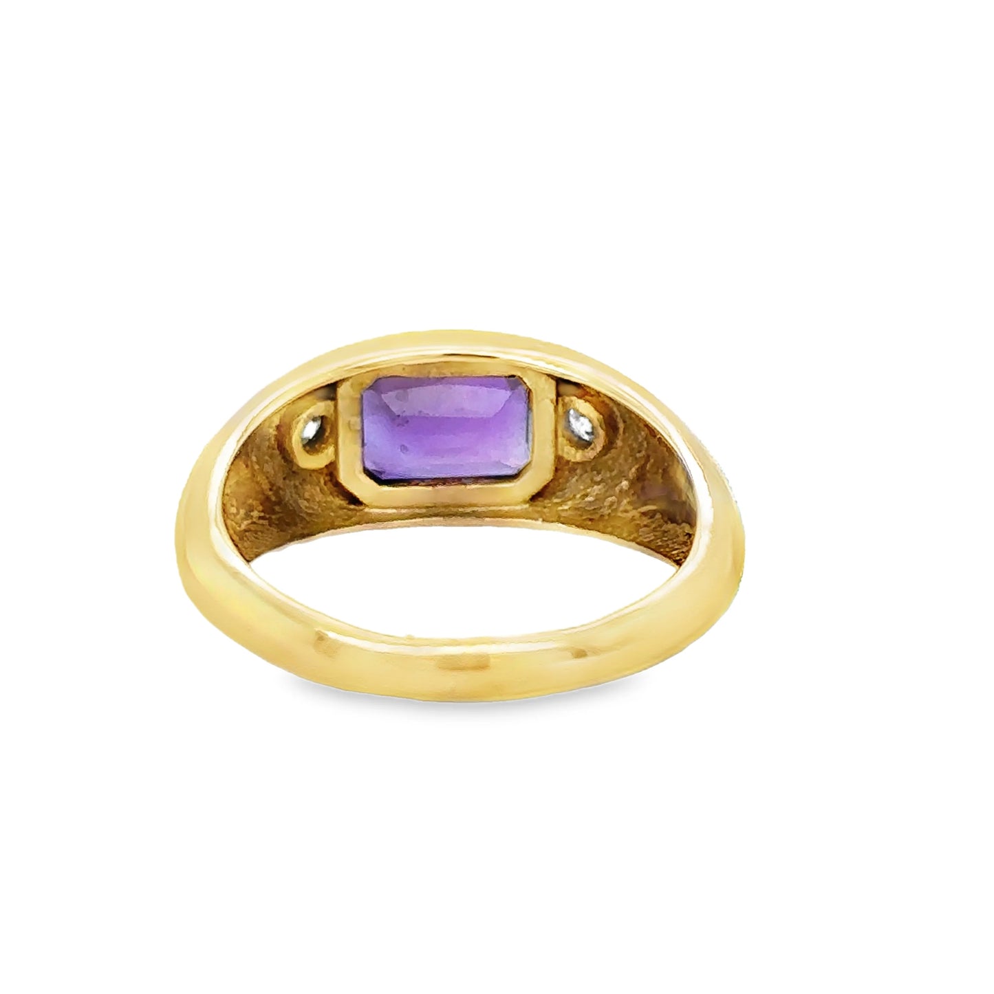 14KT YELLOW GOLD AMETHYST RING WITH DIAMONDS