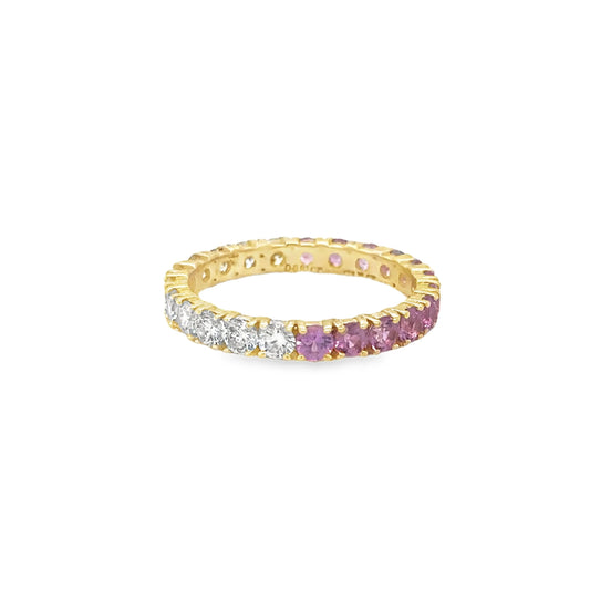 14KT YELLOW GOLD PINK SAPPHIRE RING WITH DIAMONDS