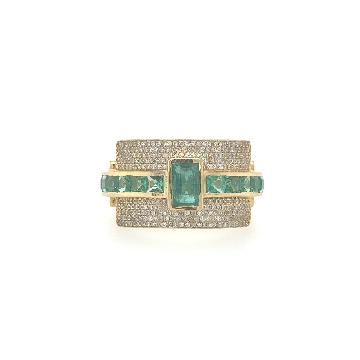 YELLOW GOLD EMERALD RING WITH DIAMONDS