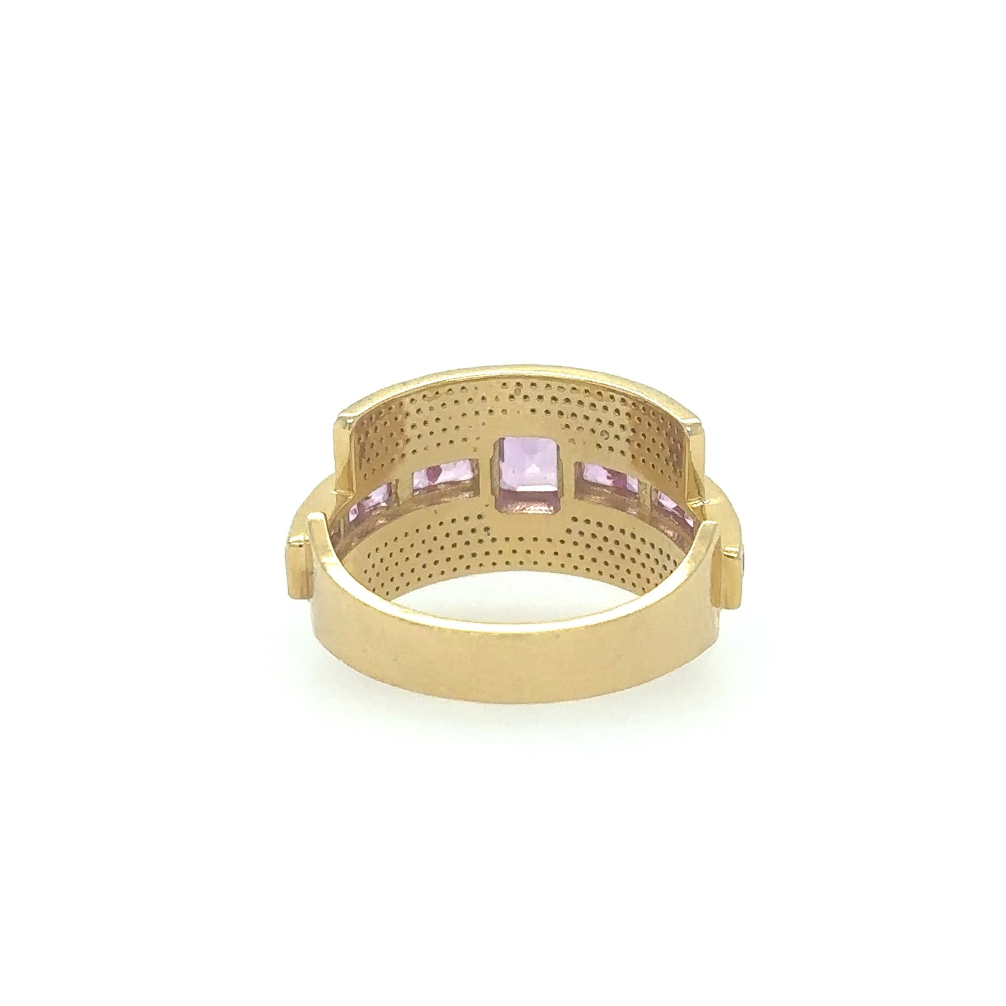 YELLOW GOLD PINK SAPPHIRE RING WITH DIAMONDS