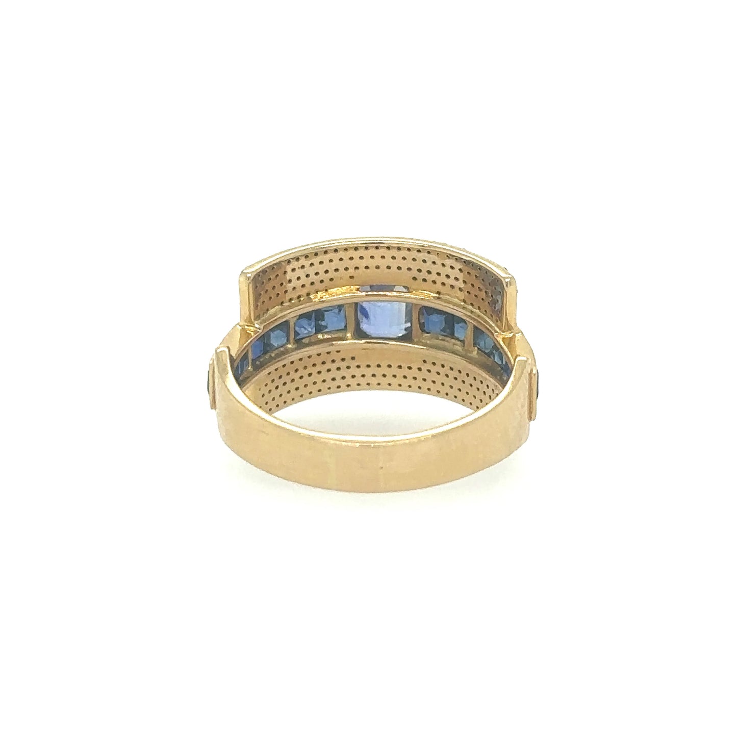 YELLOW GOLD SAPPHIRE RING WITH DIAMONDS