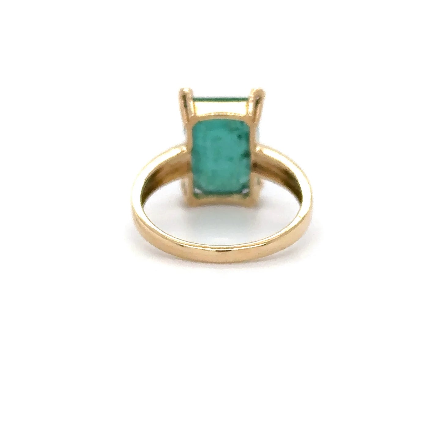 14KT YELLOW GOLD EMERALD OCTAGON AND DIAMONDS RING