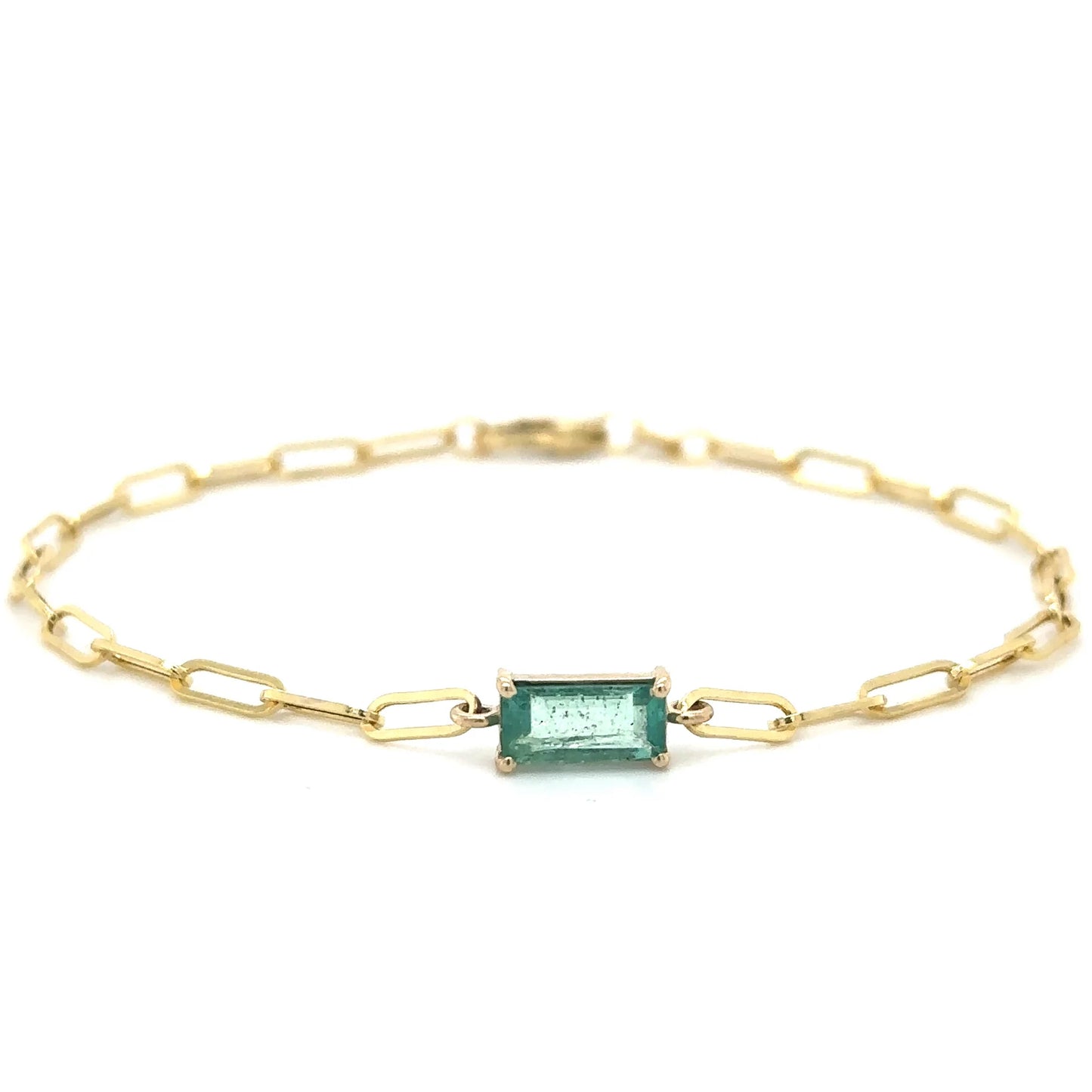 14KT YELLOW GOLD EMERALD BRACELET