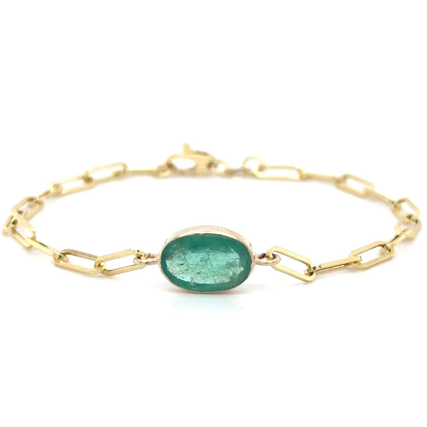 14KT YELLOW GOLD EMERALD BRACELET