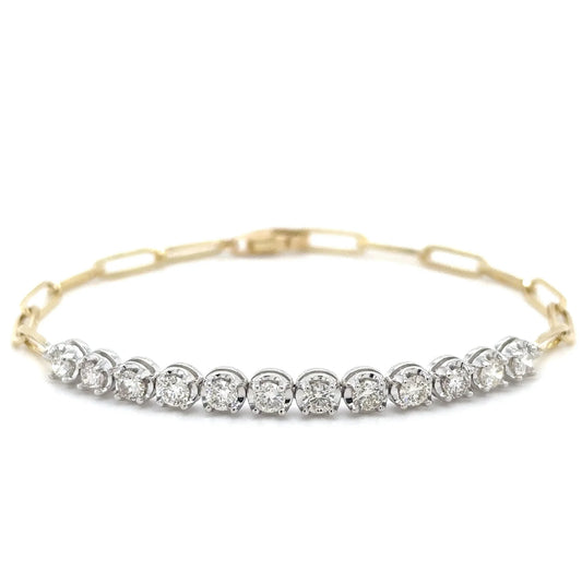 14KT DIAMOND TENNIS BRACELET WITH PAPERCLIP