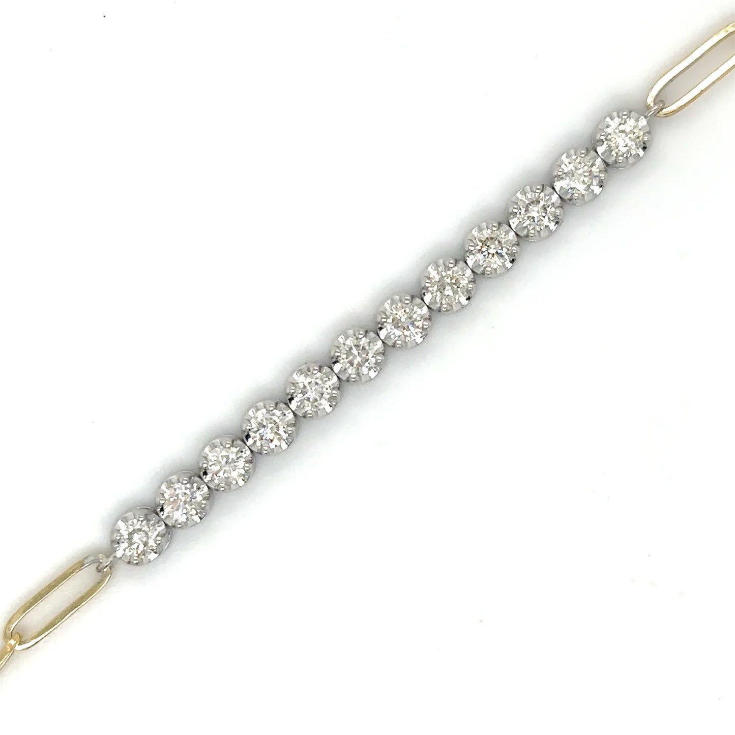 14KT DIAMOND TENNIS BRACELET WITH PAPERCLIP