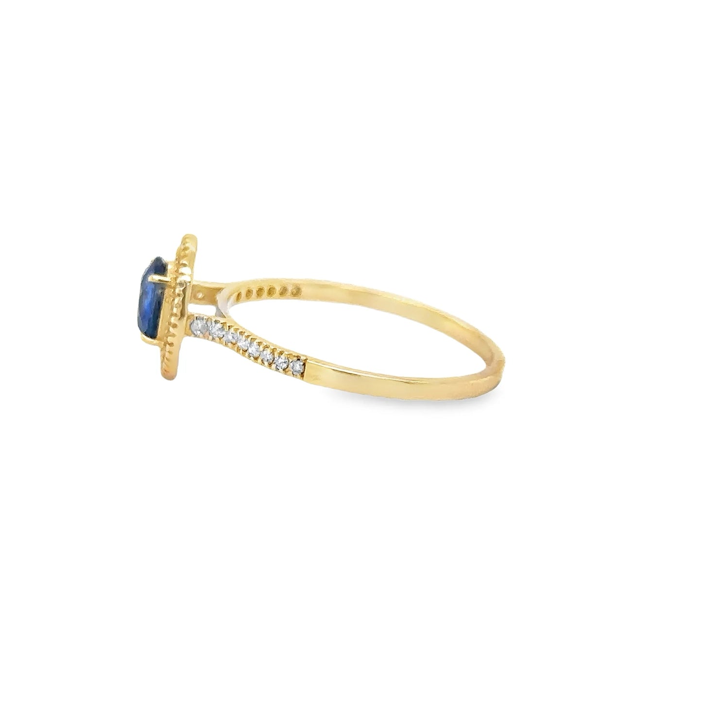 14KT YELLOW GOLD SAPPHIRE AND DIAMONDS RING