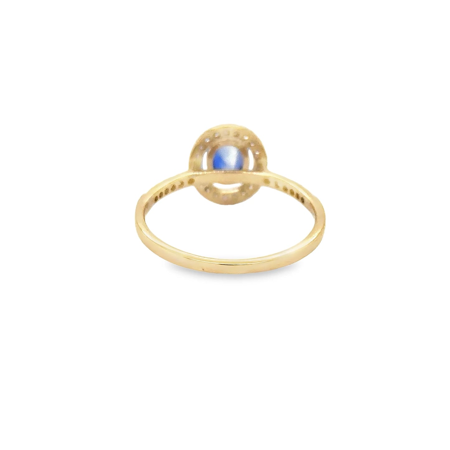 14KT YELLOW GOLD SAPPHIRE AND DIAMONDS RING