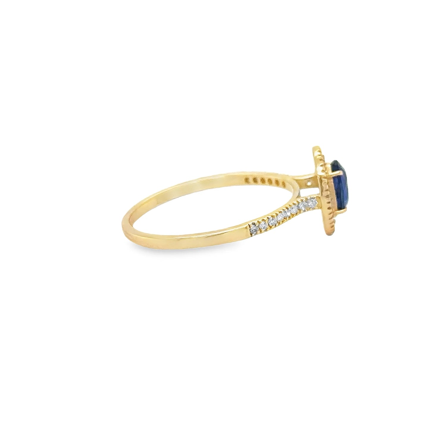 14KT YELLOW GOLD SAPPHIRE AND DIAMONDS RING