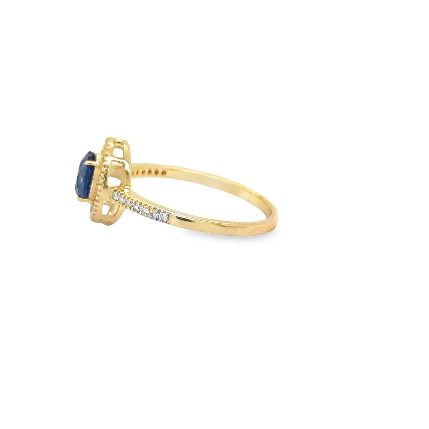 14KT YELLOW GOLD SAPPHIRE AND DIAMONDS RING