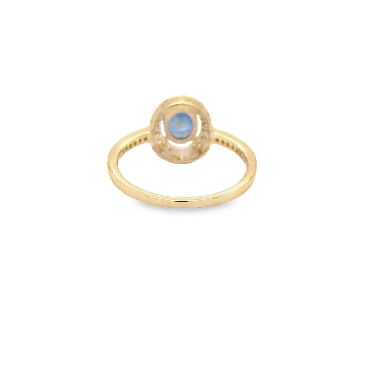 14KT YELLOW GOLD SAPPHIRE AND DIAMONDS RING