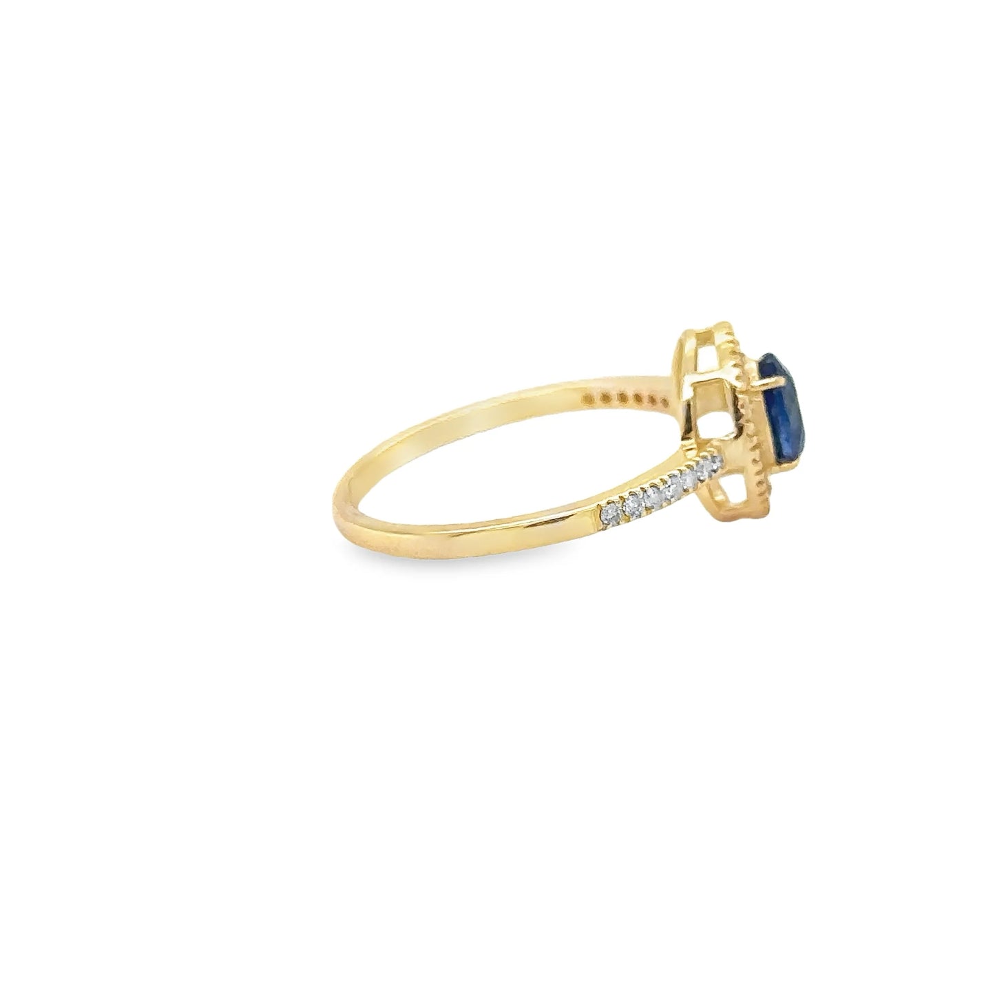 14KT YELLOW GOLD SAPPHIRE AND DIAMONDS RING