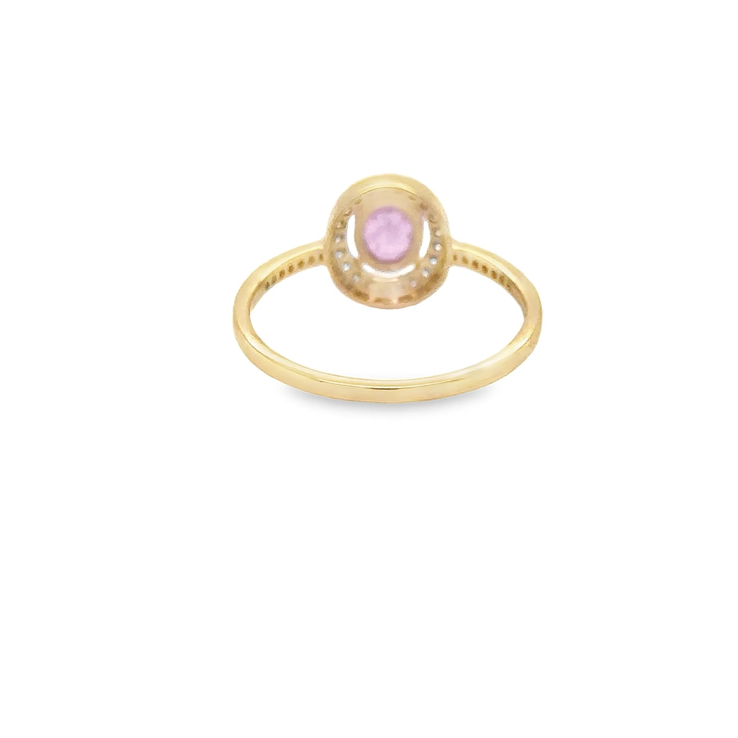 14KT YELLOW GOLD PINK SAPPHIRE AND DIAMONDS RING