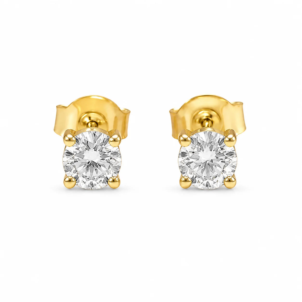 14KT YELLOW GOLD NATURAL WHITE DIAMOND EARRING STUDS