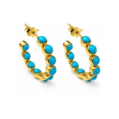 18KT YELLOW GOLD TURQUOISE EARRINGS