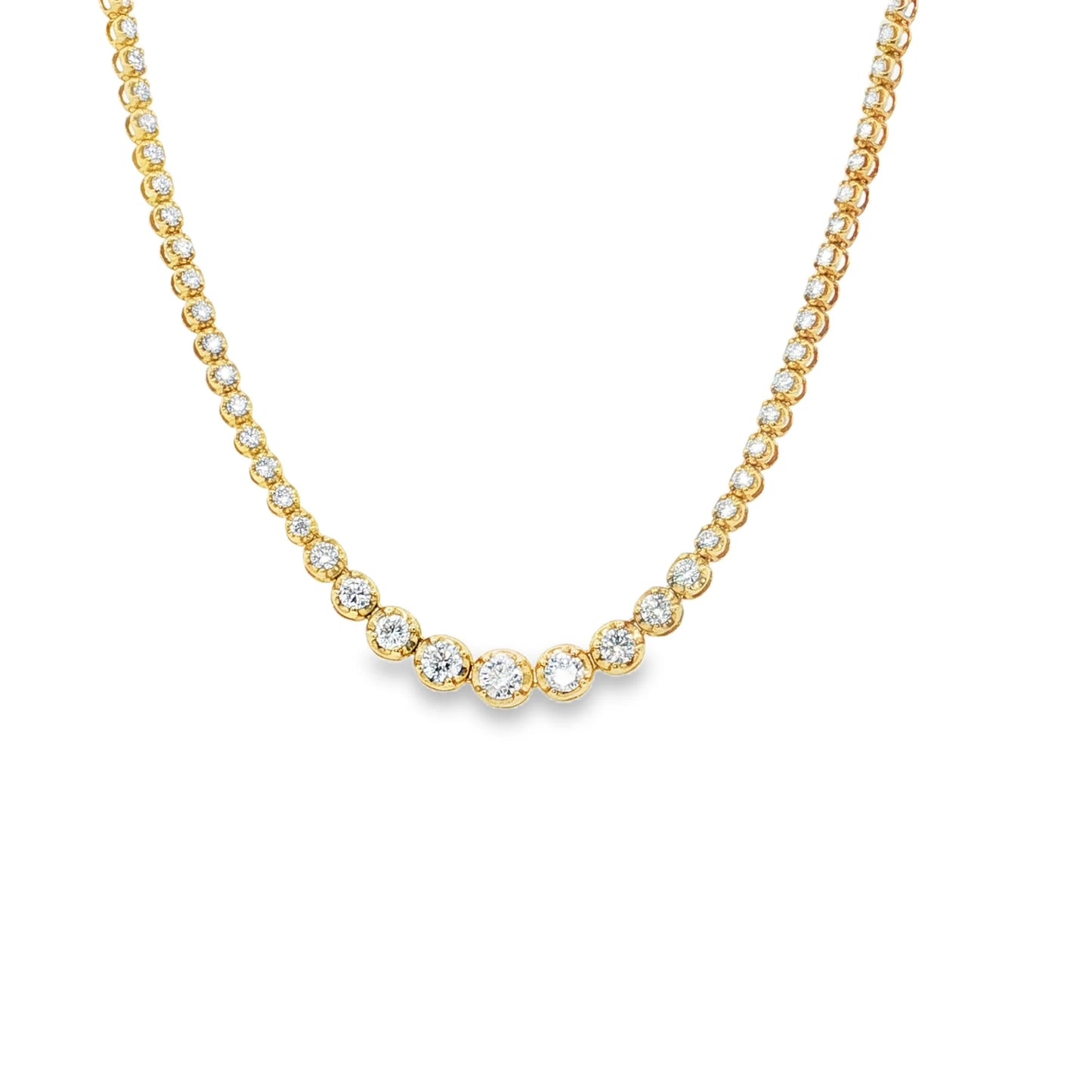 14KT YELLOW GOLD DIAMONDS BUTTERCUP GRADUATED NECKLACE