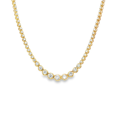 14KT YELLOW GOLD DIAMONDS BUTTERCUP GRADUATED NECKLACE