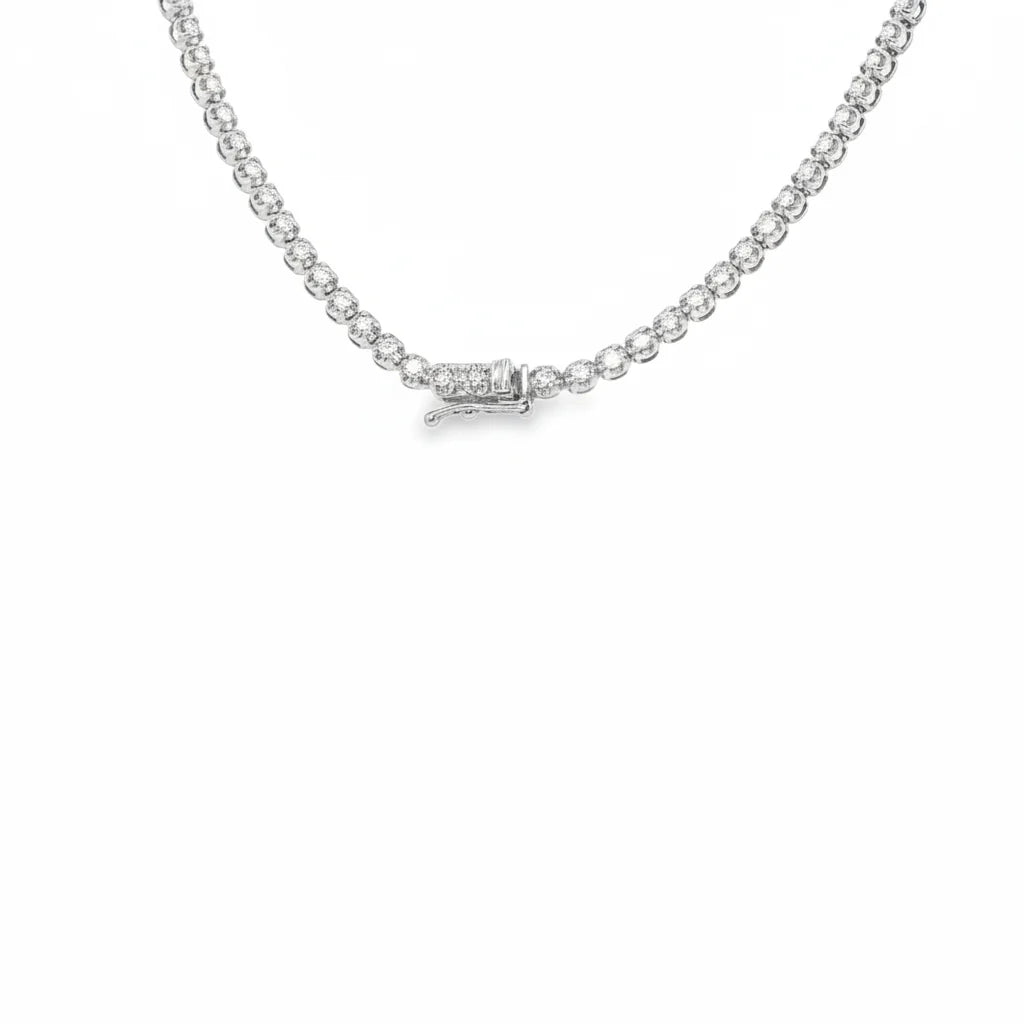 14KT WHITE GOLD NATURAL DIAMONDS BUTTERCUP GRADUATED  18" NECKLACE