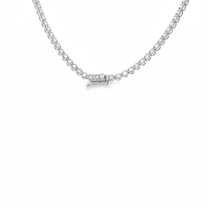 14KT WHITE GOLD NATURAL DIAMONDS BUTTERCUP GRADUATED  18" NECKLACE